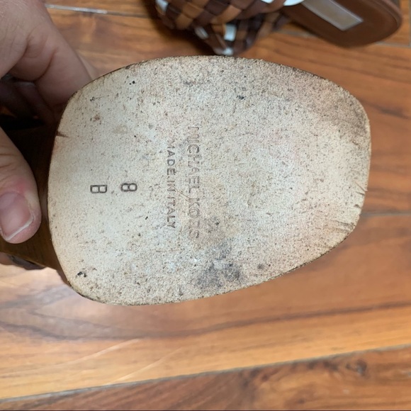 Michael Kors Woven Leather Citrine Platform Slides Chunky Heels 70s Retro 8 - Picture 10 of 12